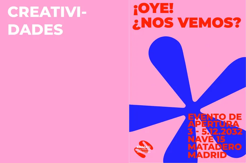 Campaign poster: a blue shape and ¡Oye! ¿Nos vemos?