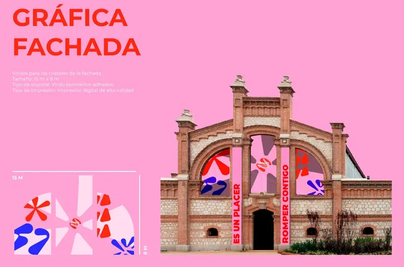 The ENMAD identity on the brick facade of Nave 15 at Matadero Madrid
