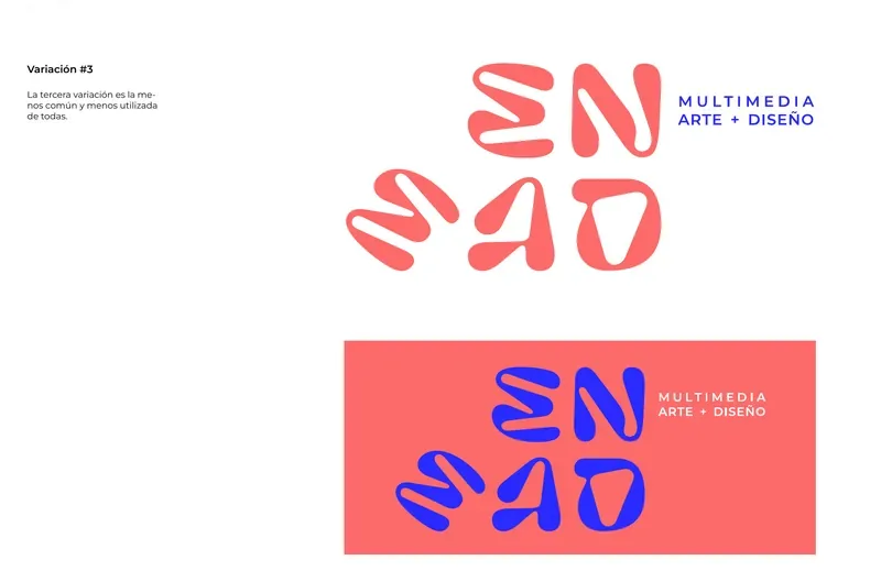 A variation of the ENMAD logo, letters broken into soft shapes