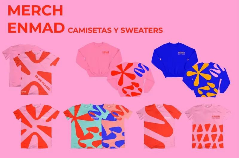 ENMAD merch: t-shirts and sweaters with the shape patterns