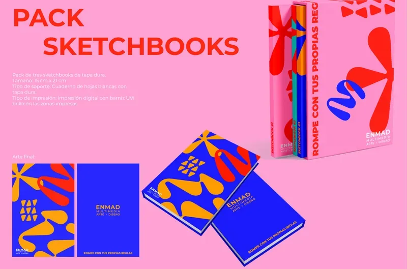 A pack of ENMAD sketchbooks with shape patterns