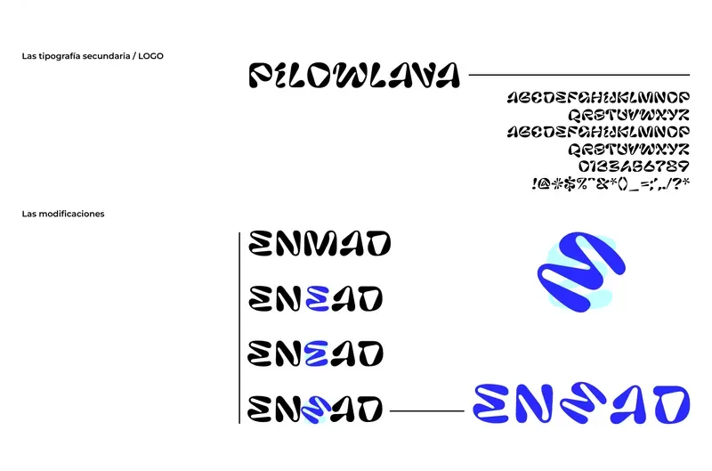 Typography for the logo: a custom display face with broken letters