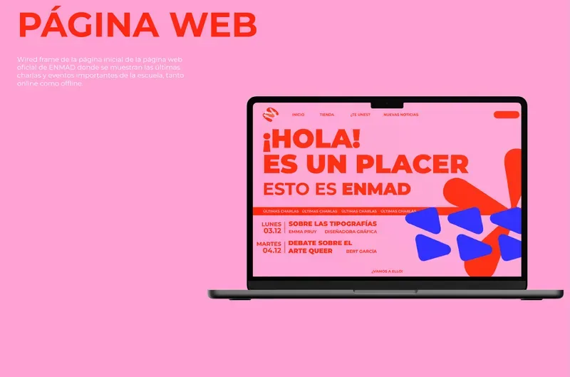 The ENMAD website on a laptop: ¡Hola! Es un placer, esto es ENMAD